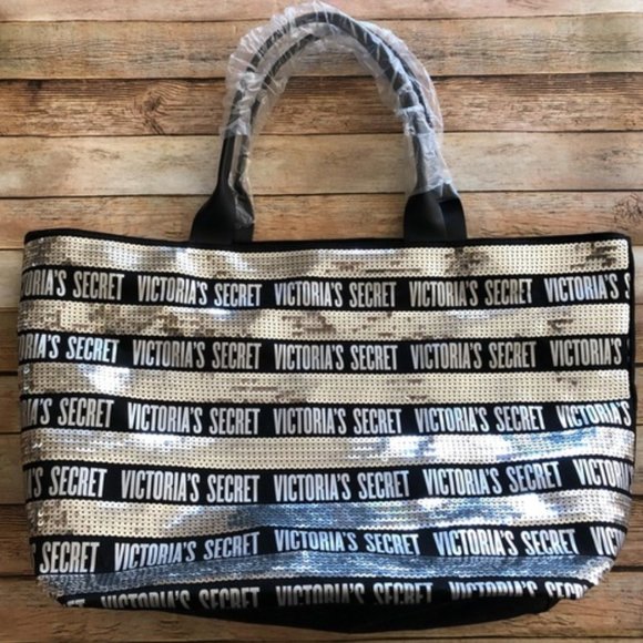 silver sequin beach bag